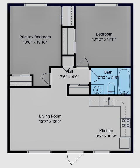 2 Bed / 1 Bath Floorplan Regatta Royale Floorplan
